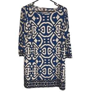 Laundry by Design Blue Geometric Shift Dress, 8